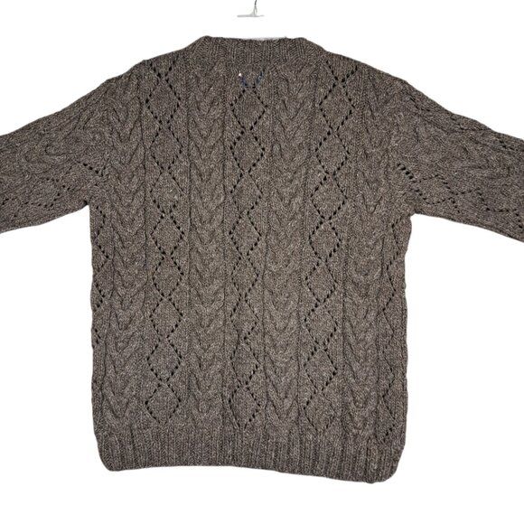 Vtg Womens Wool Fisherman Cable Knit Sweater Venture Hand Knit Chunky XL Brown - Picture 2 of 4